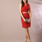 Myshka Women's Red Solid Shawl Neck Party Top With Skirt Co-ord set - Swadesiicart