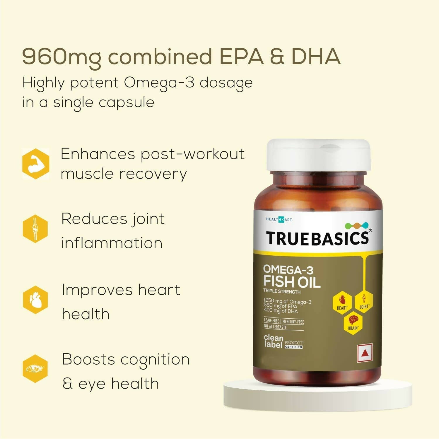 TrueBasics Omega-3 Fish Oil Capsules for Women & Men - Swadesiicart