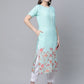 Ahalyaa Women Sky Blue Rayon Printed Kurta Pant Set | Swadesiicart