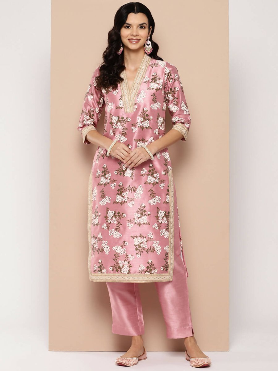 Ahalyaa Women's Traditional wear Kurta Set - Pink | Swadesiicart