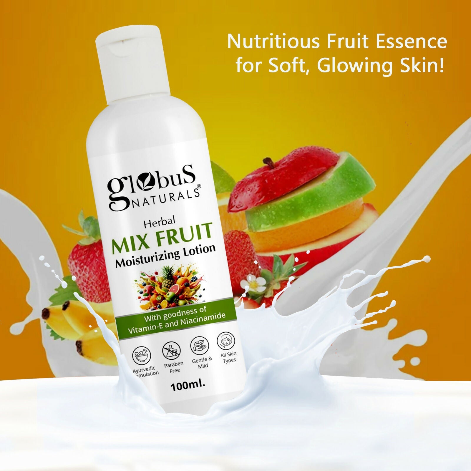 Globus Naturals Herbal Mix Fruit Moisturizing Body Lotion For Radiant, Glowing Skin, All Skin Types | Swadesiicart
