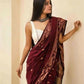 Exclusive Collection Beautiful Maroon Pure Cotton Woven Handloom Saree With Running Blouse Piece - Swadesiicart