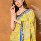 Very Much Indian Handblock Printed Cotton Saree With Natural Dyes - Green | Swadesiicart