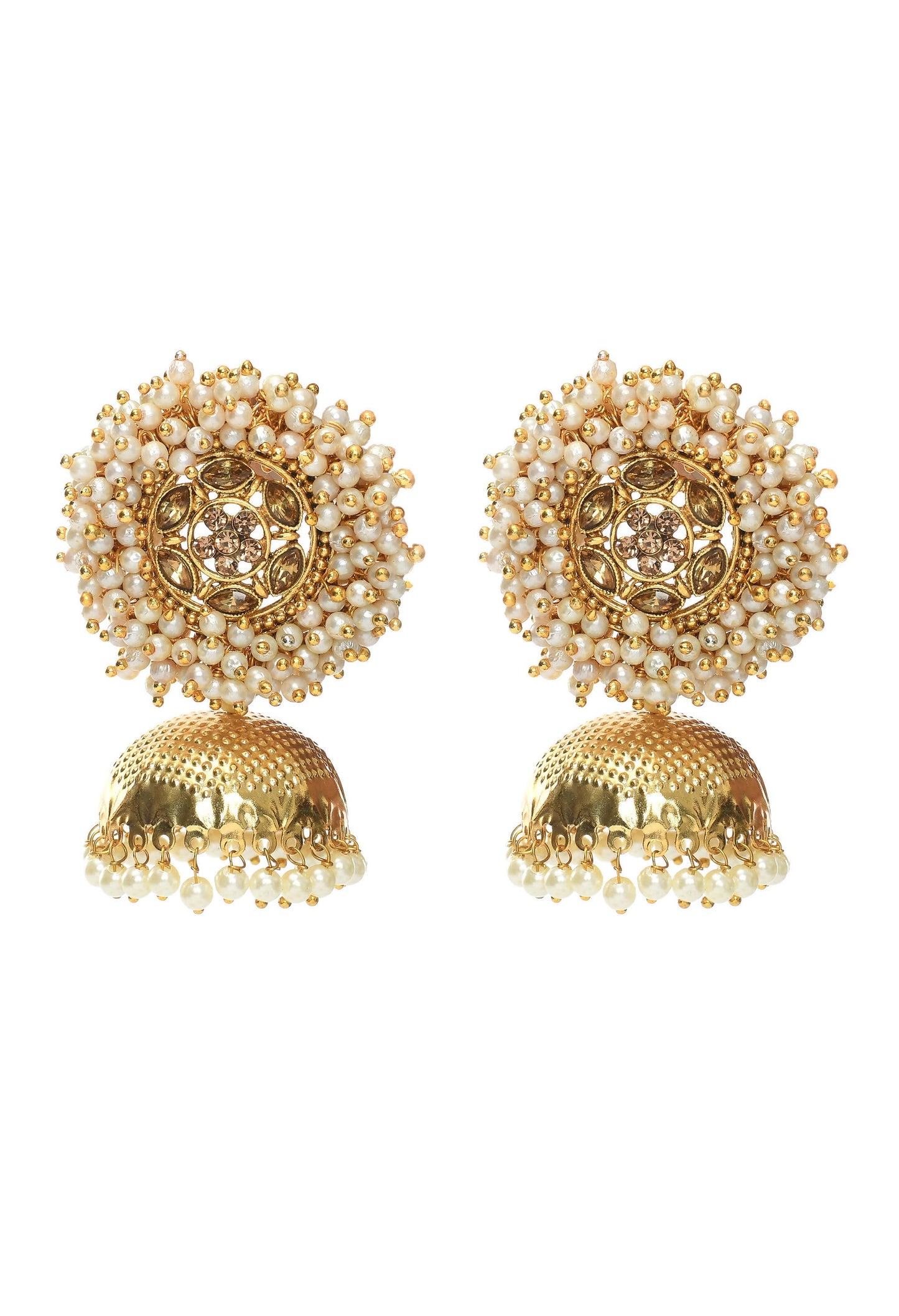 Mominos Fashion Johar Kamal Gold-Polished & Bead Party Wear Jhumka - Swadesiicart