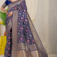 Jyoti Fashion Women's Navy Blue Kanjivaram Silk Zari Woven Saree with Blouse | Swadesiicart