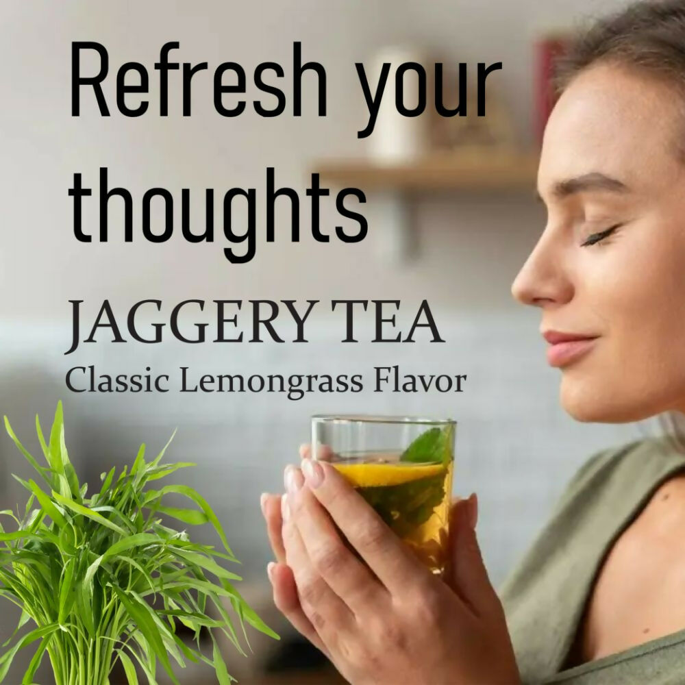 Naivedyam Classic Lemongrass Flavour Jaggery Tea | Swadesiicart