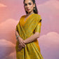 Vishnu Weaves Women's Yellow Handloom Raw Silk Woven Border Saree with Blouse - Swadesiicart