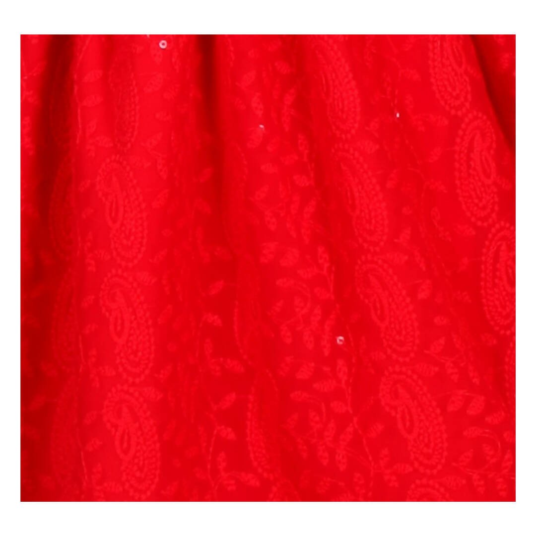 Akarshan viscose Lukhnowi Chikankari Anarkali kurta with Leggings - Red | Swadesiicart
