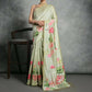 Vishnu Weaves Women's Pista Soft Tussar Silk Printed Saree with Blouse - Swadesiicart