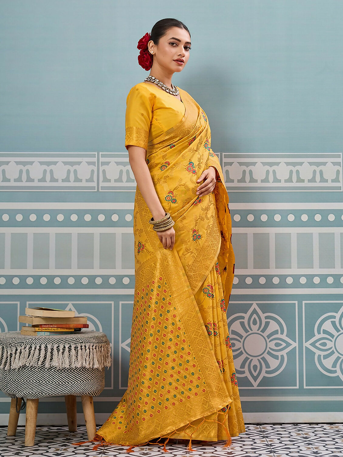 Shree Shyam Fashion Yellow Silk Saree