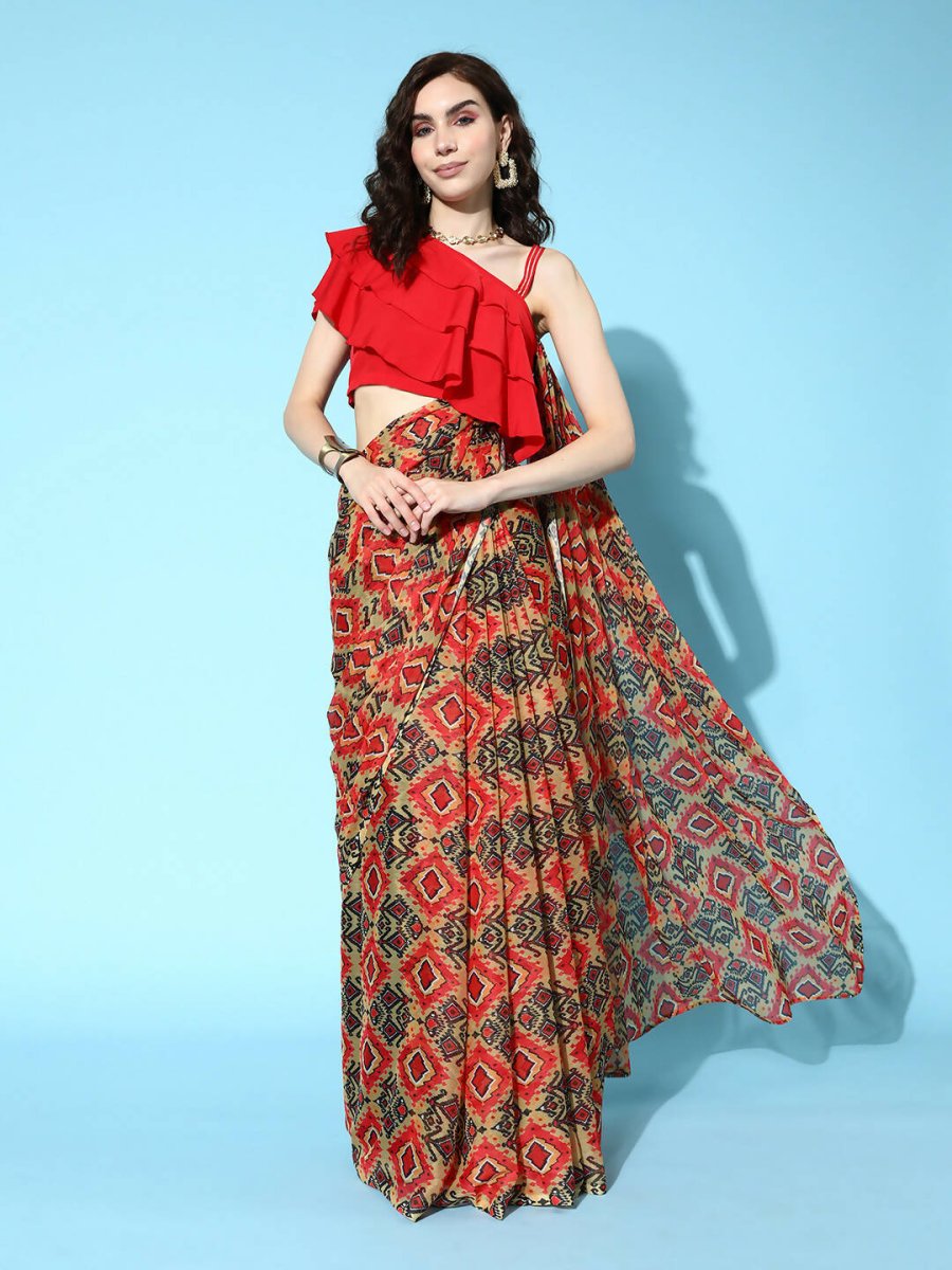 Ahalyaa Women's Traditional wear Saree - Red | Swadesiicart