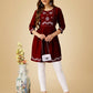 Jyoti Fashion Women's Maroon Viscose Rayon Embroidered Casual Top | Swadesiicart