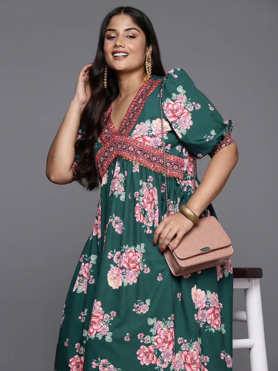 Ahalyaa Women's Traditional wear Ethnic Dress - Green | Swadesiicart