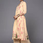 Ahalyaa Women Cream-Coloured & Pink Floral Print Pure Cotton Anarkali Kurta with Palazzos | Swadesiicart