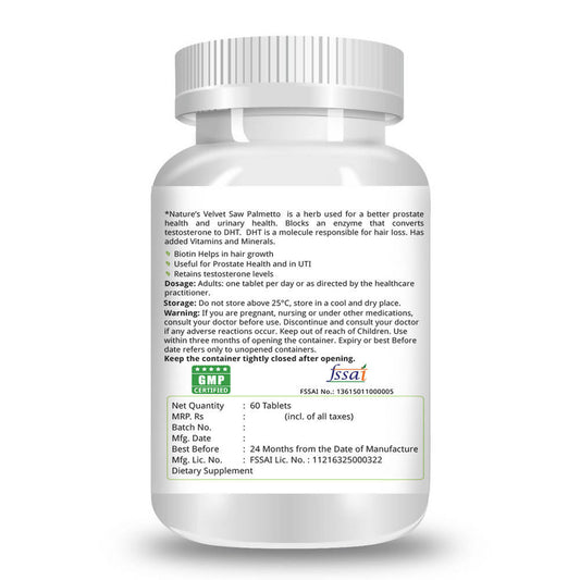 Nature's Velvet Saw Palmetto Tablets | Swadesiicart