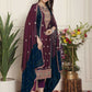 Jyoti Fashion Women's Magenta Chinon Chiffon Embroidered Designer Straight Suit Set | Swadesiicart