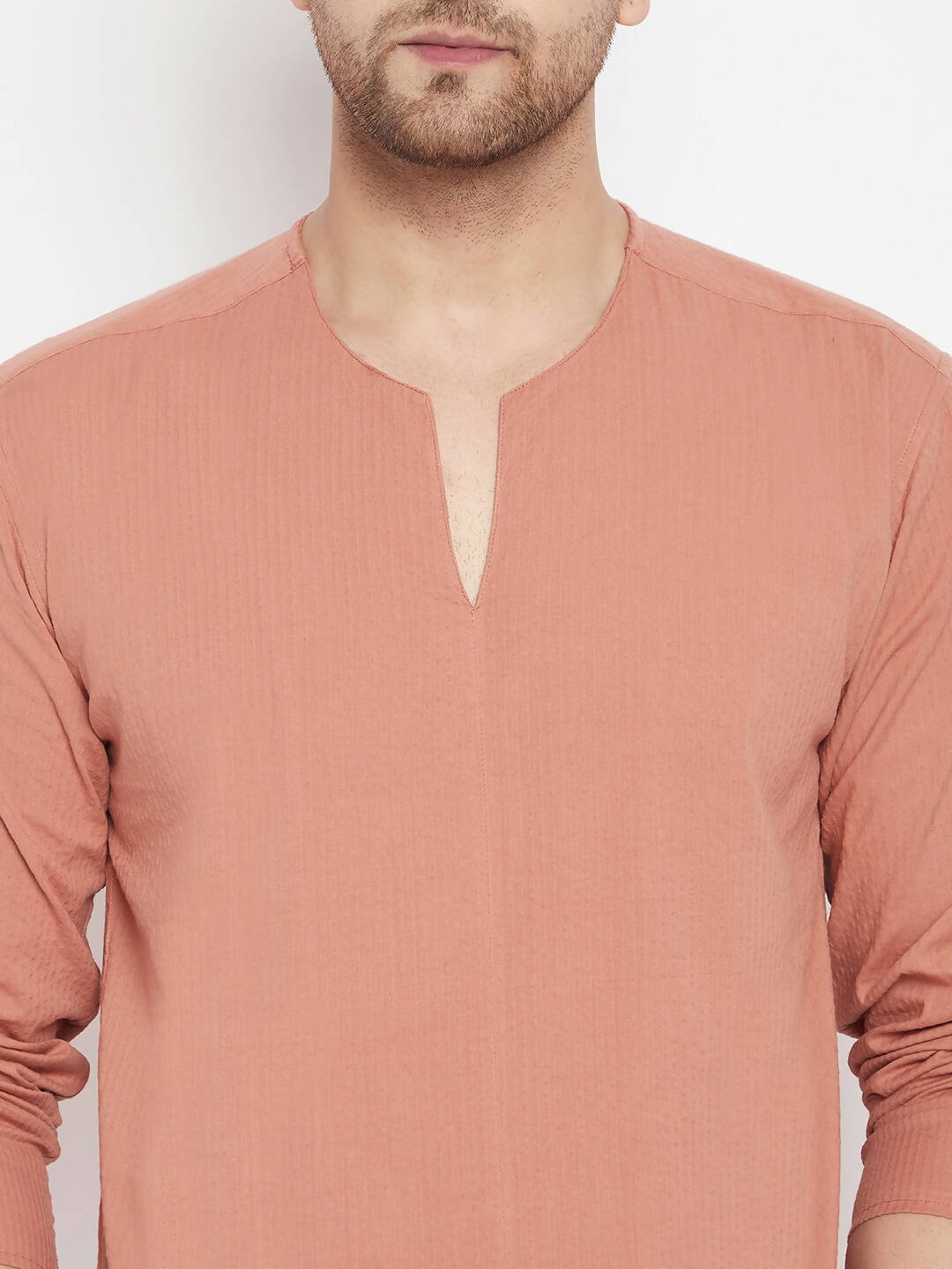 Even Apparels Brown Pure Cotton Men's Kurta With Slit Neckline | Swadesiicart