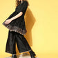 Ahalyaa Women Black Colour Poly Silk Copper Printed Top Palazzo Set | Swadesiicart