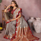 Aastha Fashion Grey Silk Sarees Weaving Saree