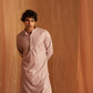 Lavender viscose Chikankari Embroidery Work Men's Traditional Kurta Set - Mahotsav | Swadesiicart
