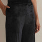 trueBrowns Black Velvet Floral Embroidered Kurta Pant Dupatta Set | Swadesiicart