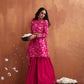 trueBrowns Red Print Sharara Set | Swadesiicart