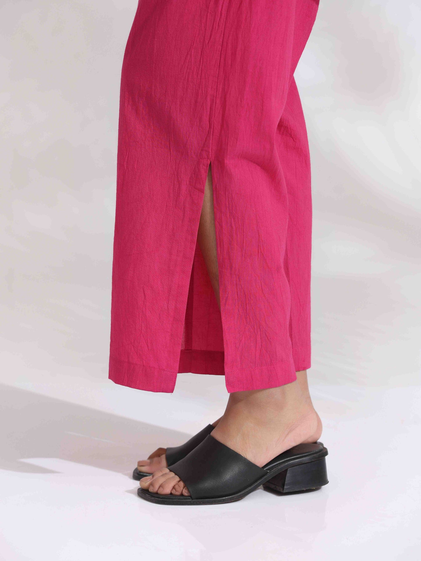 trueBrowns Pink Cotton Print Flared Top Co-ord Set - Swadesiicart