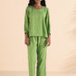 trueBrowns Green Cotton Dobby Short Co-ord Set - Swadesiicart