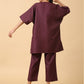 trueBrowns Cotton Linen Purple Boxy Fit Co-Ord Set - Swadesiicart