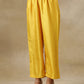 trueBrowns Yellow Textured Silk High Slit Gathered Kurta Set | Swadesiicart