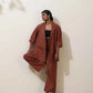 trueBrowns Brown Cotton Linen Co-Ord Set - Swadesiicart