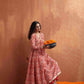 trueBrowns Beige Print Flared Anarkali Kurta Set | Swadesiicart