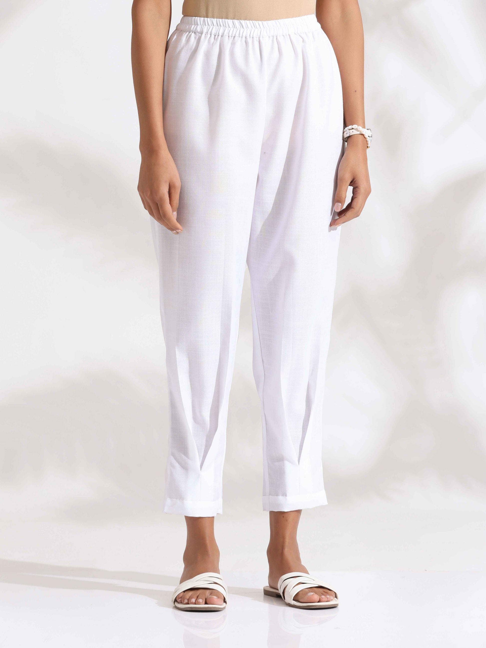 trueBrowns White Slub Co-ord Set - Swadesiicart