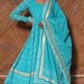 Pomcha Jaipur Neelkari Blue Cotton Anarkali Set | Swadesiicart