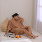 trueBrowns Beige Dobby Boxy Fit High-Low Co-Ord Set - Swadesiicart