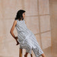 trueBrowns Multi Grey On Grey Ikat Print Cotton High-Low Co-Ord Set - Swadesiicart