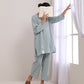 trueBrowns Eggshell Blue Dobby Relaxed Fit Co-Ord Set - Swadesiicart