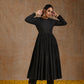 trueBrowns Black Gold Cotton Anarkali Set | Swadesiicart