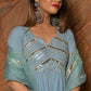 Pomcha Jaipur Powder Blue Pure Cotton Anarkali Set | Swadesiicart