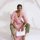trueBrowns Red Cotton Stripe Straight Kurta Set | Swadesiicart