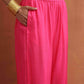 trueBrowns Pink Print High Slit Kurta Set | Swadesiicart