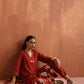trueBrowns Rust Metallic Straight Kurta Set | Swadesiicart