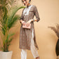 InWeave Women's Green Red Ajrakh Print Cotton Patch Work Straight Kurta - Swadesiicart