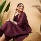 InWeave Women's Wine Solid Flared Kurta Palazzo Set - Swadesiicart