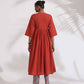 trueBrowns Red Cotton Print Flared Kurta Set | Swadesiicart