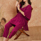 InWeave Women's Magenta Lurex V Neck Gota Kaftan Style Kurta Set - Swadesiicart