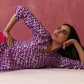 trueBrowns Purple Muslin Silk Printed Kurta Set | Swadesiicart