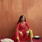 trueBrowns Hot Pink Tissue Flared Anarkali Kurta Set | Swadesiicart