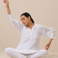 trueBrowns Cotton White Weave Collar Kurta Pant Set | Relove | Swadesiicart