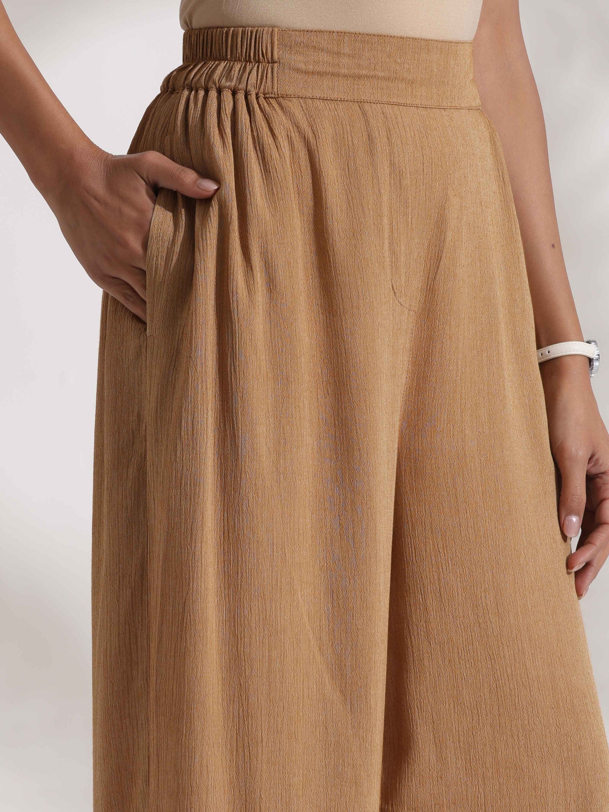 trueBrowns Beige Cotton Stripe Jacket Top Co-ord Set - Swadesiicart